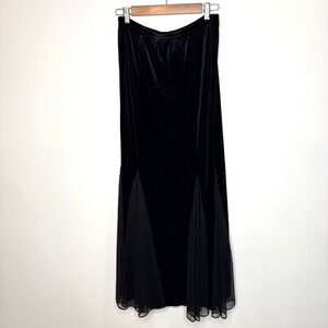 NEW Coldwater Creek Velvet Whimsigoth Maxi Skirt M Black Fairy Grunge Witchy